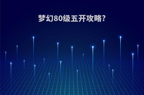 梦幻80级五开攻略?