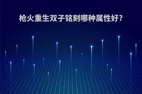枪火重生双子铭刻哪种属性好?