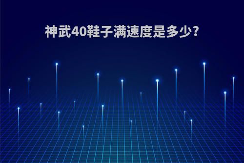 神武40鞋子满速度是多少?