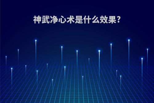 神武净心术是什么效果?