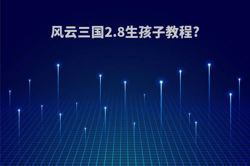 风云三国2.8生孩子教程?