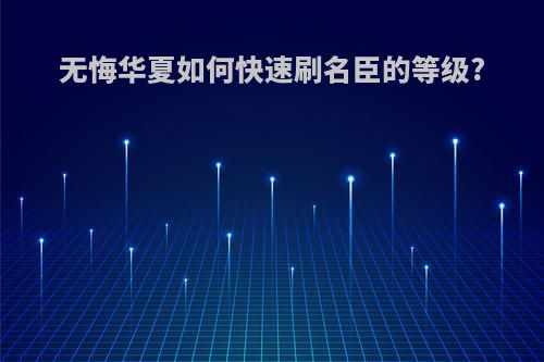 无悔华夏如何快速刷名臣的等级?