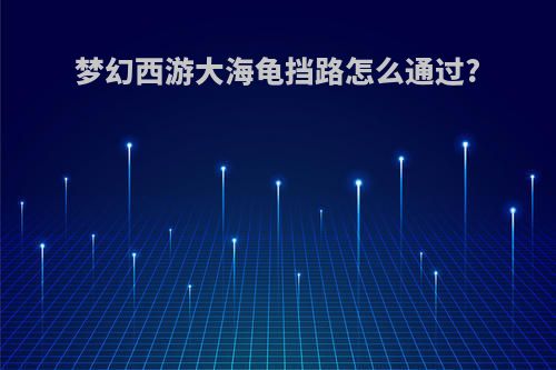 梦幻西游大海龟挡路怎么通过?