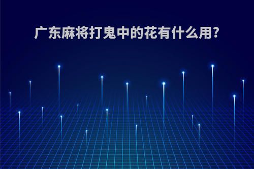 广东麻将打鬼中的花有什么用?