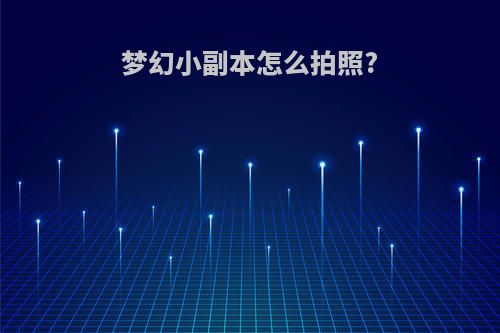 梦幻小副本怎么拍照?