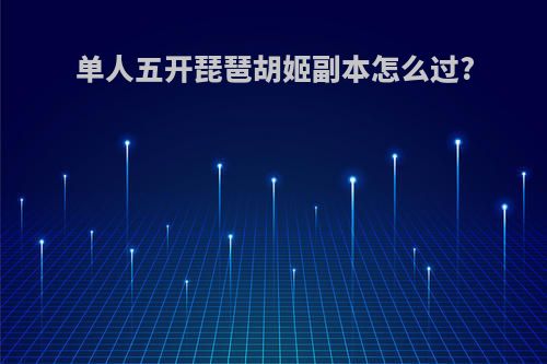 单人五开琵琶胡姬副本怎么过?