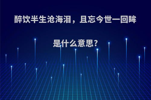 醉饮半生沧海泪，且忘今世一回眸是什么意思?