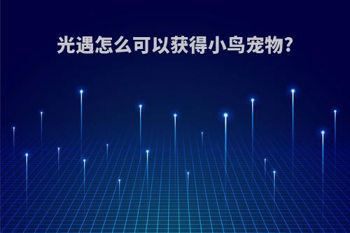 光遇怎么可以获得小鸟宠物?