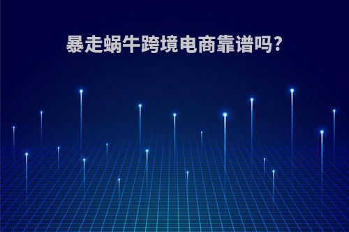 暴走蜗牛跨境电商靠谱吗?