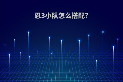 忍3小队怎么搭配?