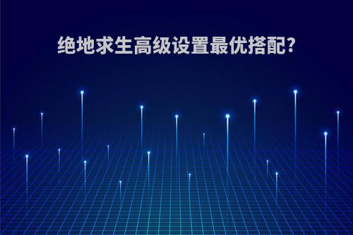 绝地求生高级设置最优搭配?