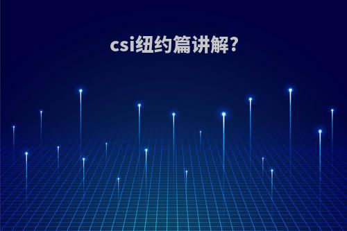 csi纽约篇讲解?