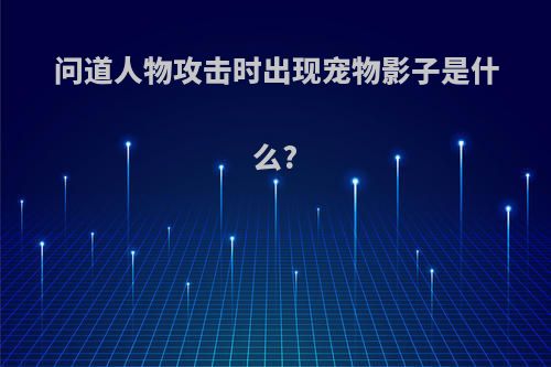 问道人物攻击时出现宠物影子是什么?