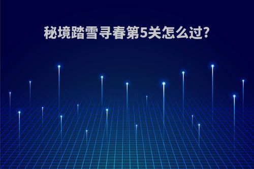 秘境踏雪寻春第5关怎么过?