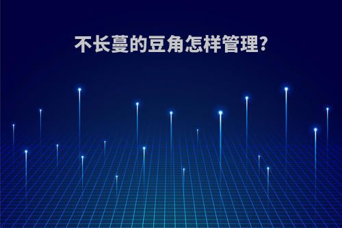 不长蔓的豆角怎样管理?