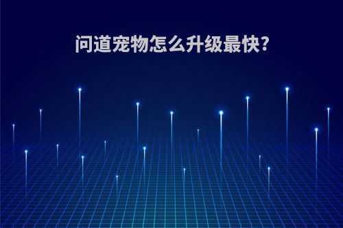 问道宠物怎么升级最快?