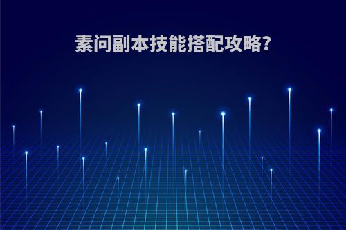 素问副本技能搭配攻略?