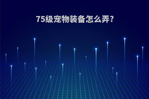 75级宠物装备怎么弄?