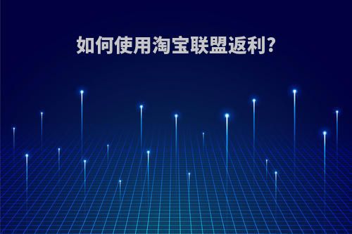 如何使用淘宝联盟返利?