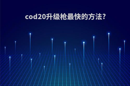 cod20升级枪最快的方法?