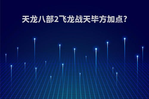 天龙八部2飞龙战天毕方加点?