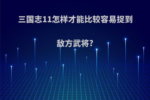 三国志11怎样才能比较容易捉到敌方武将?