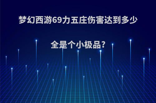 梦幻西游69力五庄伤害达到多少全是个小极品?