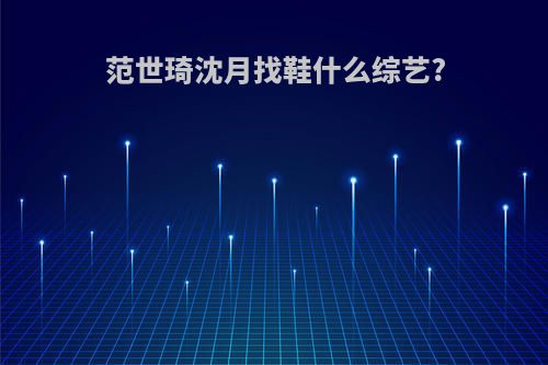 范世琦沈月找鞋什么综艺?