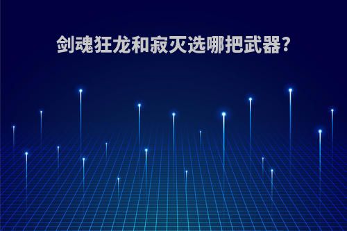 剑魂狂龙和寂灭选哪把武器?