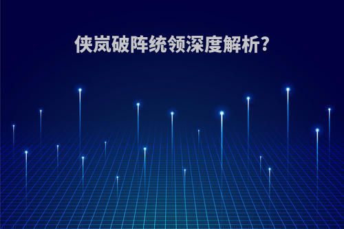 侠岚破阵统领深度解析?