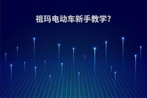 祖玛电动车新手教学?