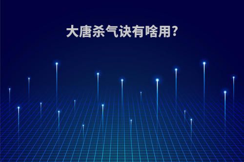 大唐杀气诀有啥用?