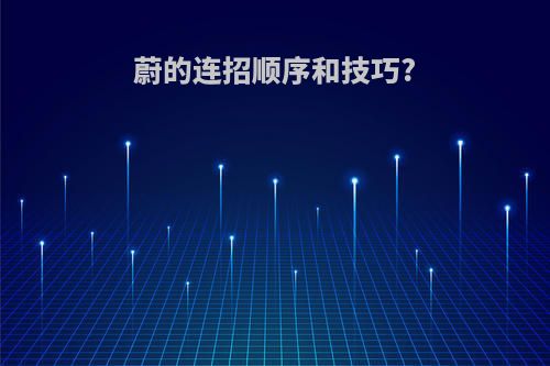 蔚的连招顺序和技巧?