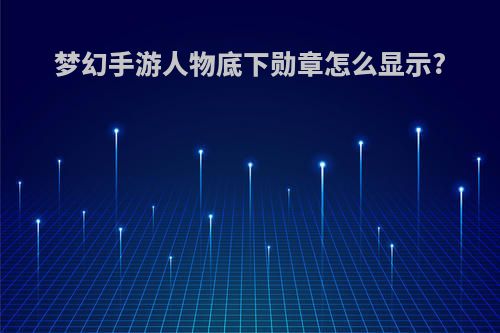 梦幻手游人物底下勋章怎么显示?