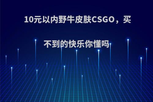 10元以内野牛皮肤CSGO，买不到的快乐你懂吗
