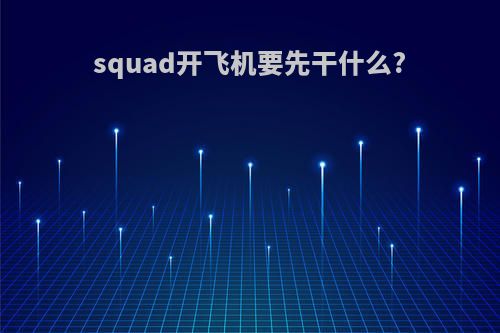 squad开飞机要先干什么?