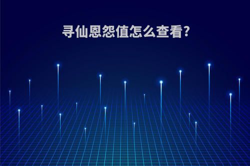 寻仙恩怨值怎么查看?