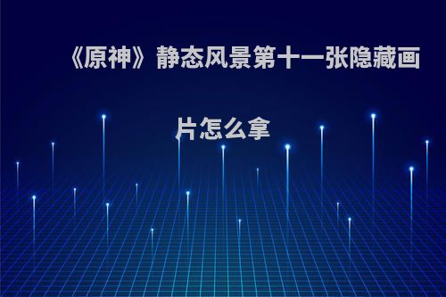 《原神》静态风景第十一张隐藏画片怎么拿