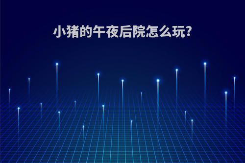 小猪的午夜后院怎么玩?