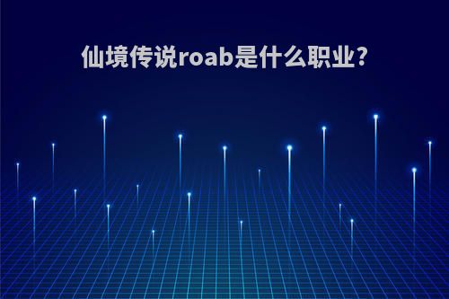 仙境传说roab是什么职业?