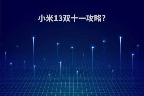 小米13双十一攻略?