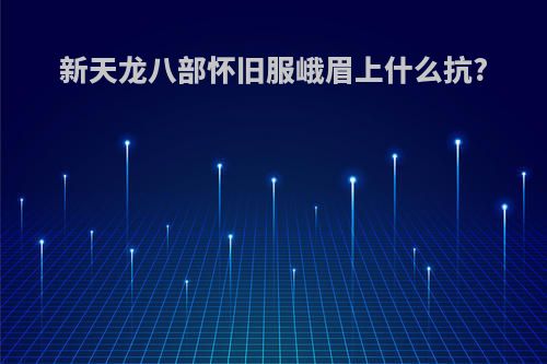 新天龙八部怀旧服峨眉上什么抗?