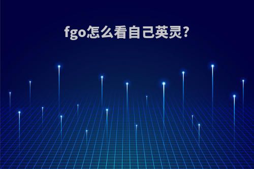 fgo怎么看自己英灵?