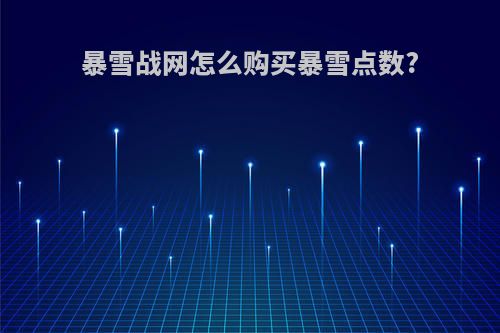 暴雪战网怎么购买暴雪点数?